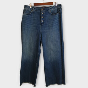 NYDJ Women 16 Misson Blue Teresa Wide Leg Dark Wash Casual LiftTuck Denim Jeans